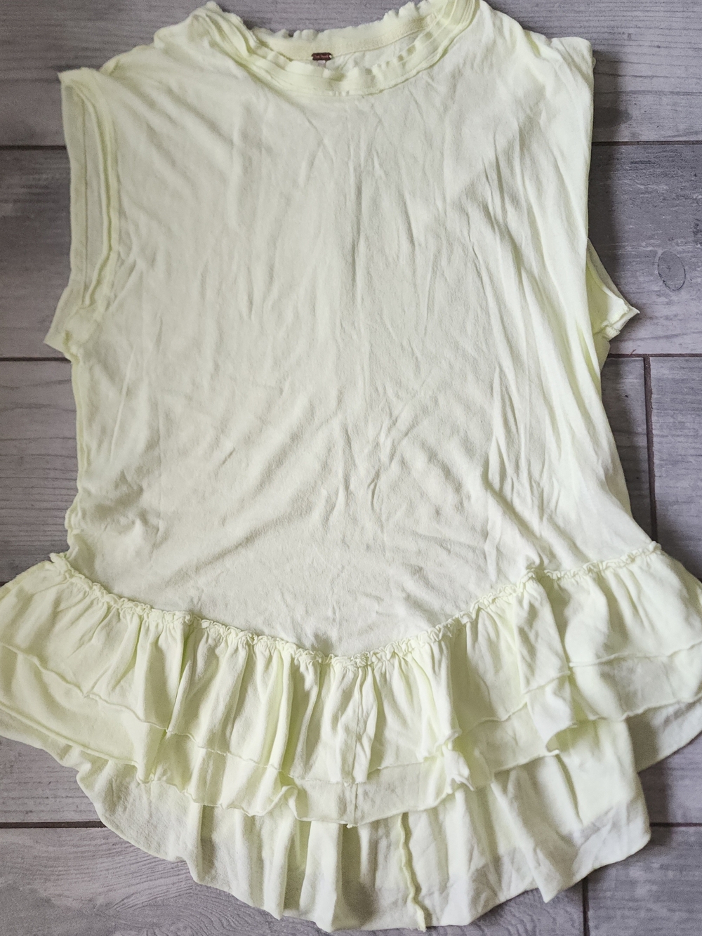 ✨️FP Movement by Free People✨️ Pale Yellow/Green Ruffle Hem Tank Top